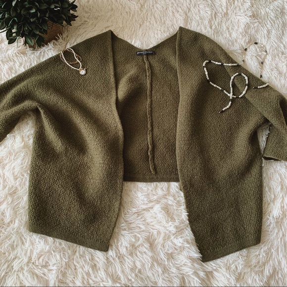 Brandy Melville Sweaters - RARE Brandy Melville Olive Green Caroline Cardigan